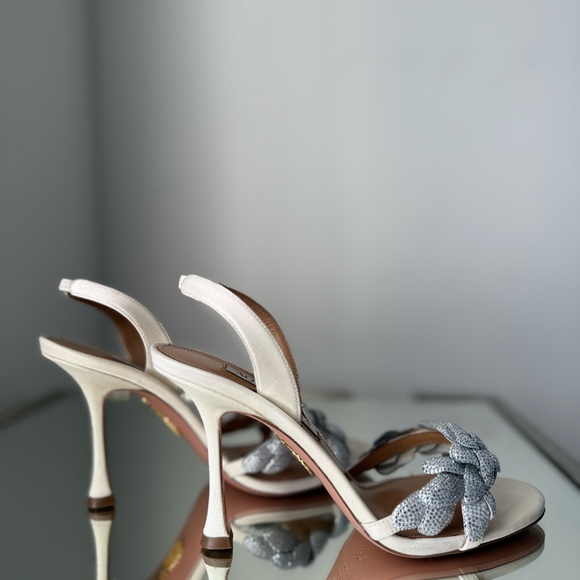 Aquazzura Galactic Flower 95 satin sandals $1,450 37.5 - Picture 10 of 14